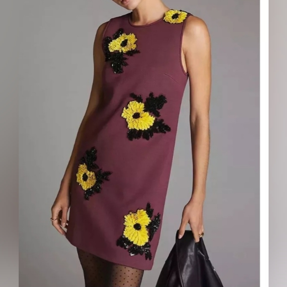 Anthropologie Dhruv Kapoor Women's Small Sequined Shift Mini Dress New with Tag.